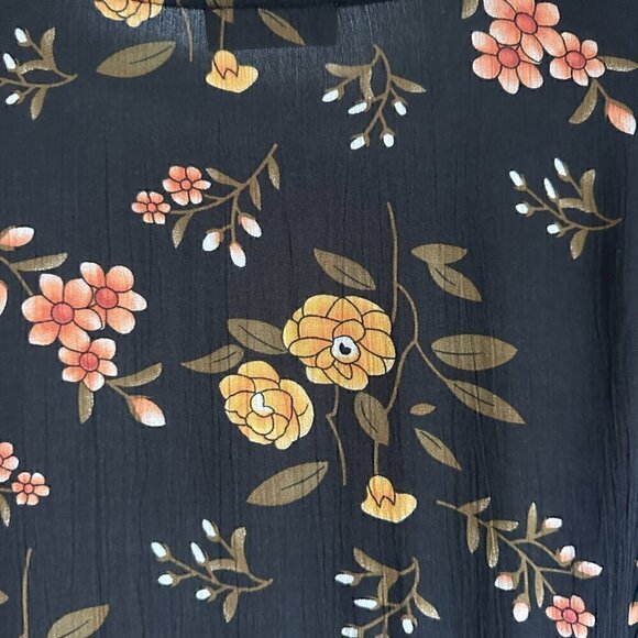 Altard State Black Floral long Bell sleeve Babydoll Mini Dress - Size Small - Picture 8 of 11